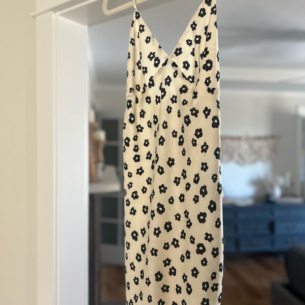 Floral Slip Dress in Black and Cream
